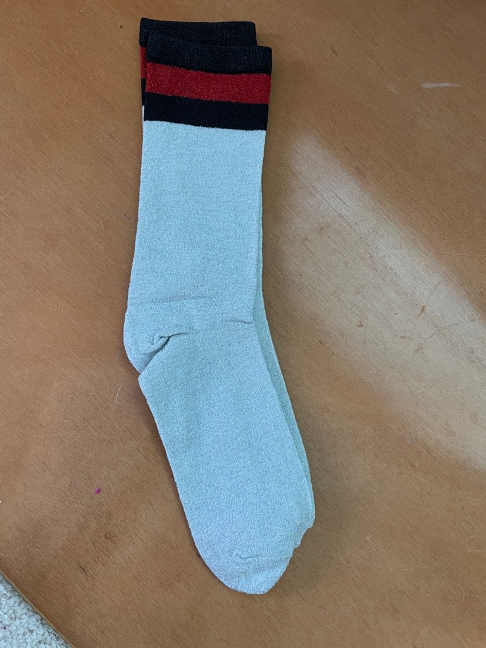 NEW Glitter Silver Black Red tube socks Korea thin